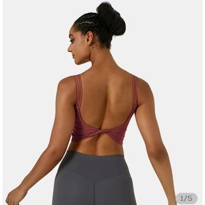 Halara In My Feels Double Straps Backless Twisted Workout Cropped Tank Top